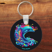 Farbenfrohe Dolphin Splash Schlüsselanhänger (Rückseite)