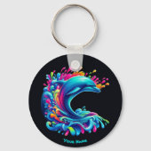 Farbenfrohe Dolphin Splash Schlüsselanhänger (Rückseite)