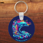 Farbenfrohe Dolphin Splash Schlüsselanhänger (Vorderseite)