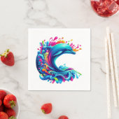 Farbenfrohe Dolphin Splash Serviette (Beispiel)