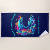 Farbenfrohe Dolphin Splash Strandtuch (Vorderseite)