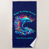 Farbenfrohe Dolphin Splash Strandtuch (Vorderseite)