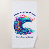 Farbenfrohe Dolphin Splash Strandtuch (Vorderseite)