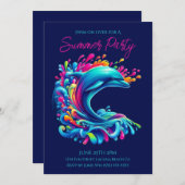 Farbenfrohe Dolphin Splash-Summer Party- Einladung (Vorne/Hinten)