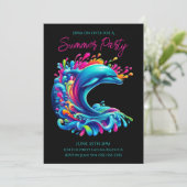 Farbenfrohe Dolphin Splash-Summer Party- Einladung (Stehend Vorderseite)