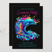 Farbenfrohe Dolphin Splash-Summer Party- Einladung (Vorne/Hinten)