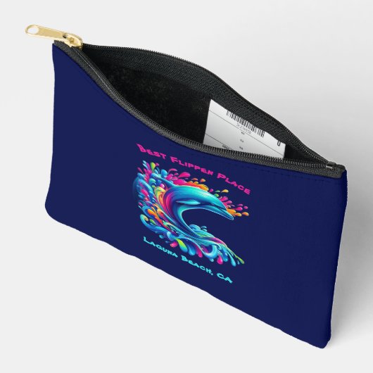 Farbenfrohe Dolphin Splash Zippered Zubehörtasche (Offen)