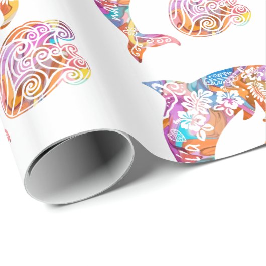 Farbenfrohe Dolphin- und Wave-Print Geschenkpapier (Rolleneckpunkt)