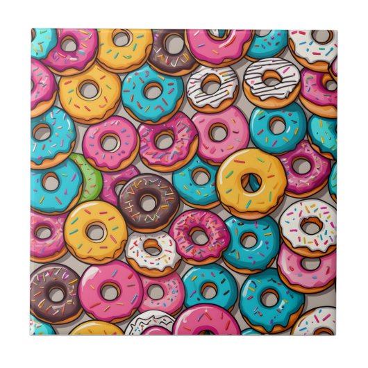 Farbenfrohe Donuts Fliese (Vorderseite)