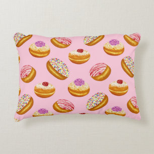 Farbenfrohe Donuts: Handgezogene Wasserfarbe Dekokissen