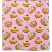 Farbenfrohe Donuts: Handgezogene Wasserfarbe Duschvorhang (Vorderseite)
