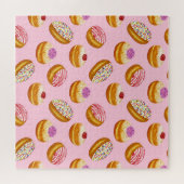 Farbenfrohe Donuts: Handgezogene Wasserfarbe Puzzle (Horizontal)