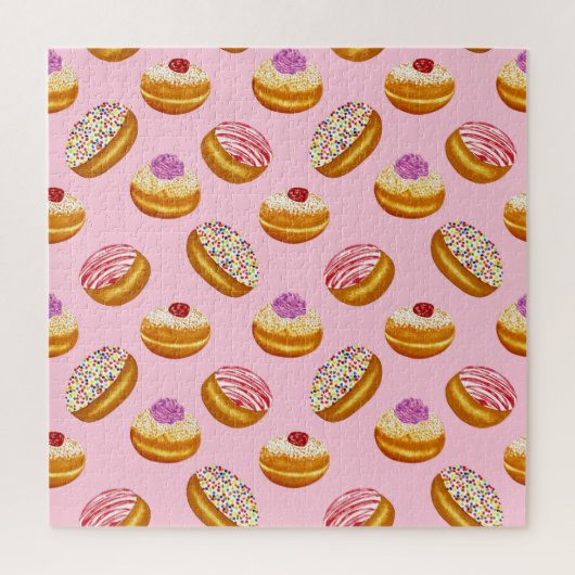 Farbenfrohe Donuts: Handgezogene Wasserfarbe Puzzle (Vertikal)