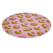 Farbenfrohe Donuts: Handgezogene Wasserfarbe Schneidebrett (Ecke)