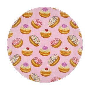 Farbenfrohe Donuts: Handgezogene Wasserfarbe Schneidebrett