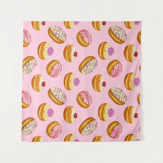 Farbenfrohe Donuts: Handgezogene Wasserfarbe Wandteppich (Vorderseite (Horizontal))