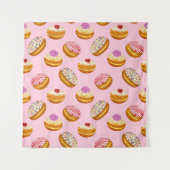 Farbenfrohe Donuts: Handgezogene Wasserfarbe Wandteppich (Vorderseite)