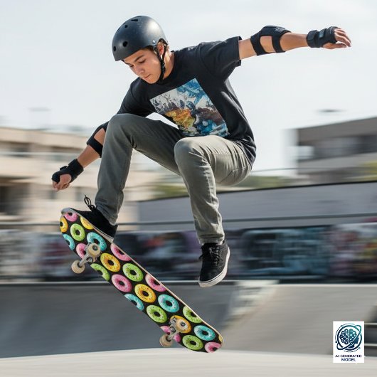 Farbenfrohe Donuts mit Sprinklen Skateboard