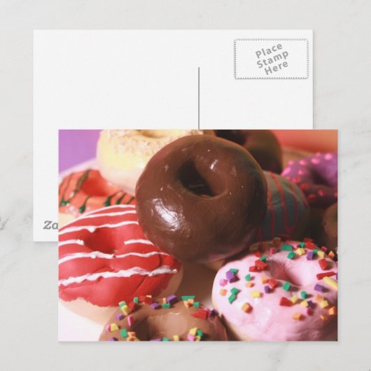 Farbenfrohe Donuts Postkarte (Vorne/Hinten)