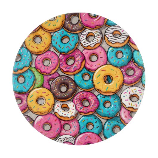 Farbenfrohe Donuts Schneidebrett (Vorderseite)