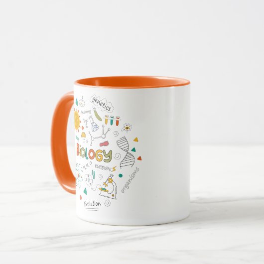Farbenfrohe Doodle Biology Learning Tasse (Vorderseite Links)