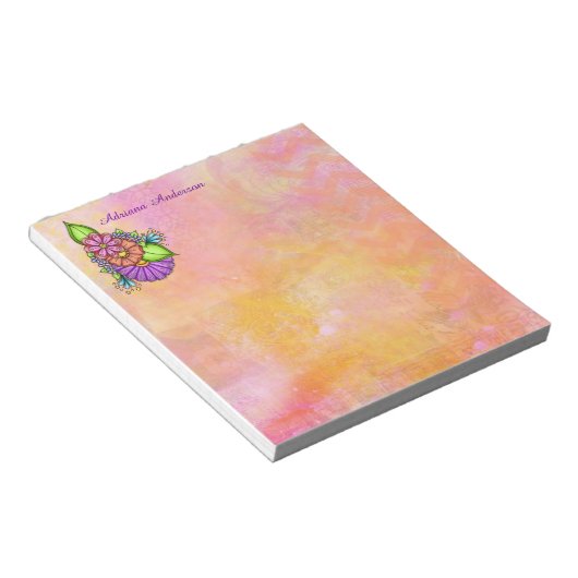 Farbenfrohe Doodle-Blume Notizblock (angewinkelt)