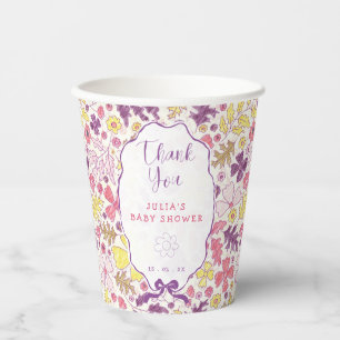 Farbenfrohe Doodle-Blumen-Bleistiftskizze Baby Sho Pappbecher
