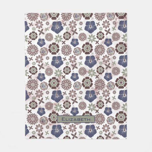Farbenfrohe Doodle Blumenmuster personalisierter N Fleecedecke (Vorderseite)
