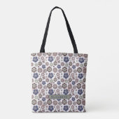 Farbenfrohe Doodle Blumenmuster personalisierter N Tasche (Rückseite)