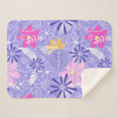 farbenfrohe Doodle Blütenfilet Flitter Sherpadecke (Vorderseite (Horizontal))