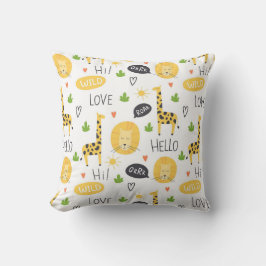 Farbenfrohe Doodle Giraffen und Worte Kissen