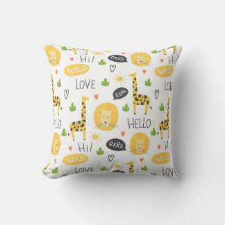 Farbenfrohe Doodle Giraffen und Worte Kissen