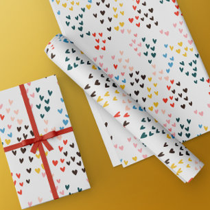 Farbenfrohe Doodle Herz Valentinstag Geschenkpapier