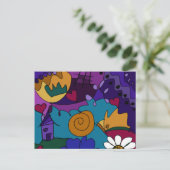 Farbenfrohe Doodle Kunst Spaß Einzigartige Postkar Postkarte (Stehend Vorderseite)