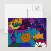 Farbenfrohe Doodle Kunst Spaß Einzigartige Postkar Postkarte (Vorne/Hinten)