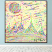 Farbenfrohe Doodle Leinwanddruck (Insitu (Holzboden))