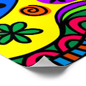 Farbenfrohe Doodle Line Art Poster (Ecke)