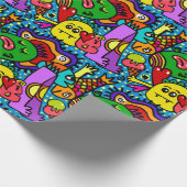Farbenfrohe Doodle-Monster-Jeden Anlaß-Geschenk Geschenkpapier (Ecke)