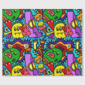 Farbenfrohe Doodle-Monster-Jeden Anlaß-Geschenk Geschenkpapier (Flach)