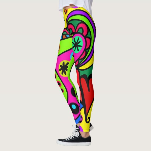 Farbenfrohe Doodle Print Leggings (Links)