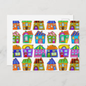 Farbenfrohe Doodle Quirky freistehende Wohnhäuser Postkarte (Vorne/Hinten)
