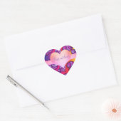 Farbenfrohe Doodle-Regenbogen-Muster Herz-Aufkleber (Umschlag)