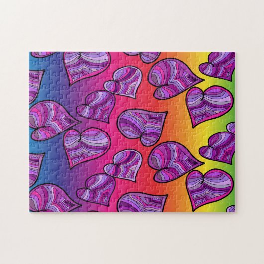 Farbenfrohe Doodle-Regenbogen-Muster Puzzle (Horizontal)