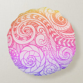 Farbenfrohe Doodle Rundkissen Rundes Kissen
