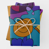 Farbenfrohe Doodle Sketches Bright Digital Gezeich Geschenkpapier Set (Beispiel)