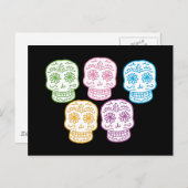 Farbenfrohe Doodle Skulls Postkarte (Vorne/Hinten)
