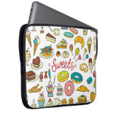 Farbenfrohe Doodle-Süßigkeiten: Desserdesign Laptopschutzhülle (Vorne Rechts)