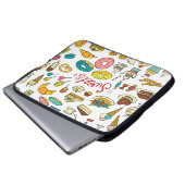 Farbenfrohe Doodle-Süßigkeiten: Desserdesign Laptopschutzhülle (Vorne Knopf)