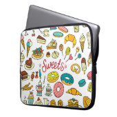 Farbenfrohe Doodle-Süßigkeiten: Desserdesign Laptopschutzhülle (Vorderseite Links)
