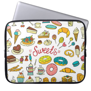 Farbenfrohe Doodle-Süßigkeiten: Desserdesign Laptopschutzhülle